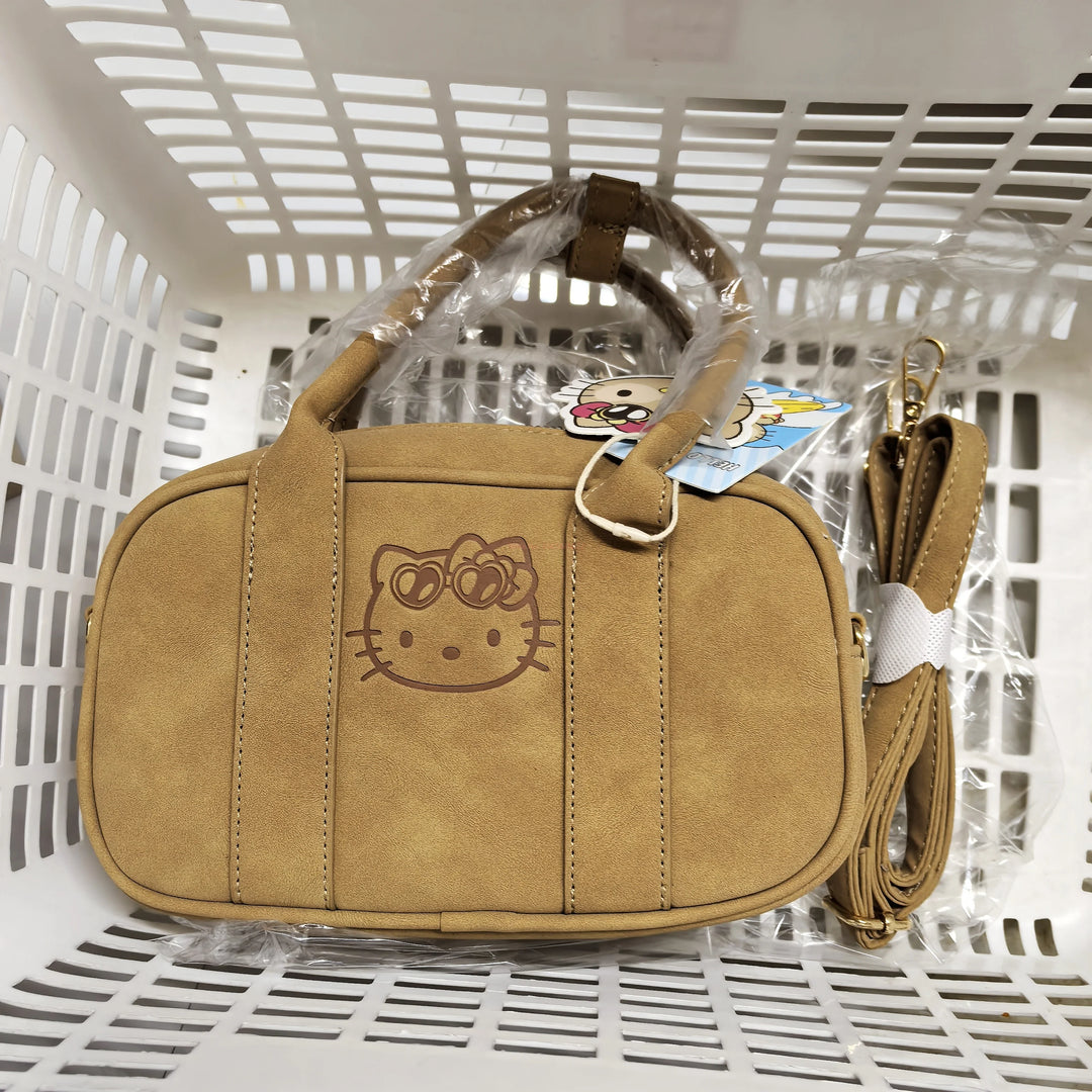 Genuine Hello Kitty Retro Series Woven Handbag Cosmetic Bag Storage Bag Cartoon Cute Large Capacity Messenger Bag Girls Gifts