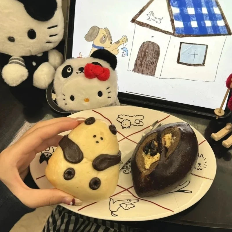 7Cm Sanrio Hello Kitty Plush Toy Doll Backpack Keychain Ueno panda headgear series Kawaii Cartoon  Creative Bag Decorations Gift