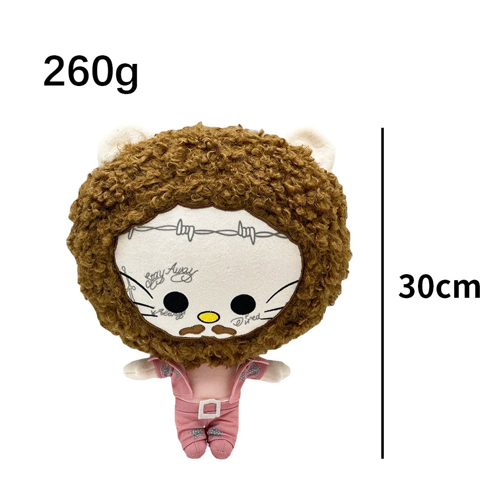 30cm Post Malone Hello Kitty Plush Doll Big Head Pink Suit Plush Toy Figure Stuffed Toys Cute Boys Girls Fans Collect Gift