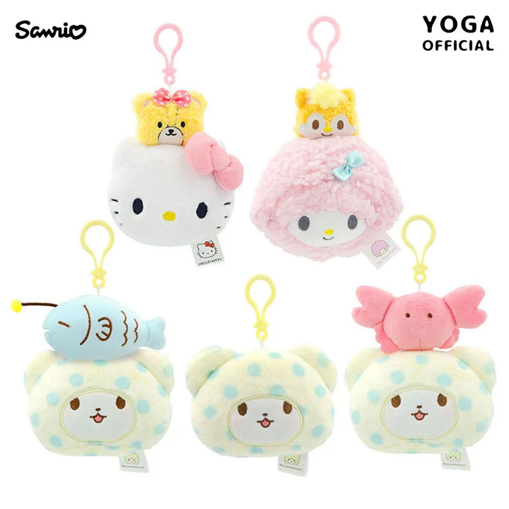 Kawaii Sanrio Marumofubiyori Piano Cartoon Plush Toys Backpack Pendant Couple Keychain Decoration Boy and Girl Birthday Gifts
