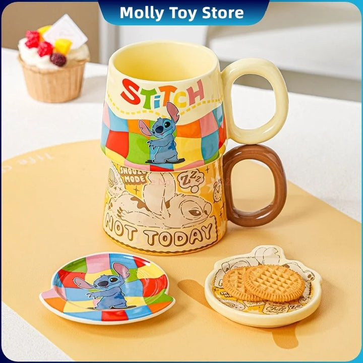 Disney Mickey Marie Cat Peripherals Ceramic Mug Cartoon Cute High-Capacity Milk Water Cup Festive Gifts Party Decor Gift