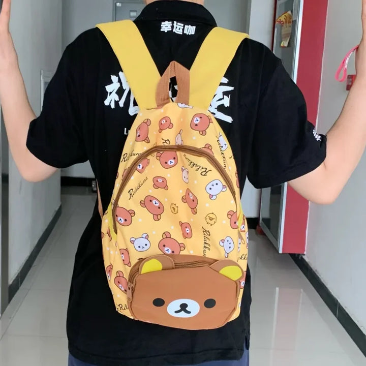 Kawaii Cute Bear Rilakkumas Backpack Large Capacity Anime Cartoon Backpack Stylish Student School Bag Shoulder Bags Schoolbag