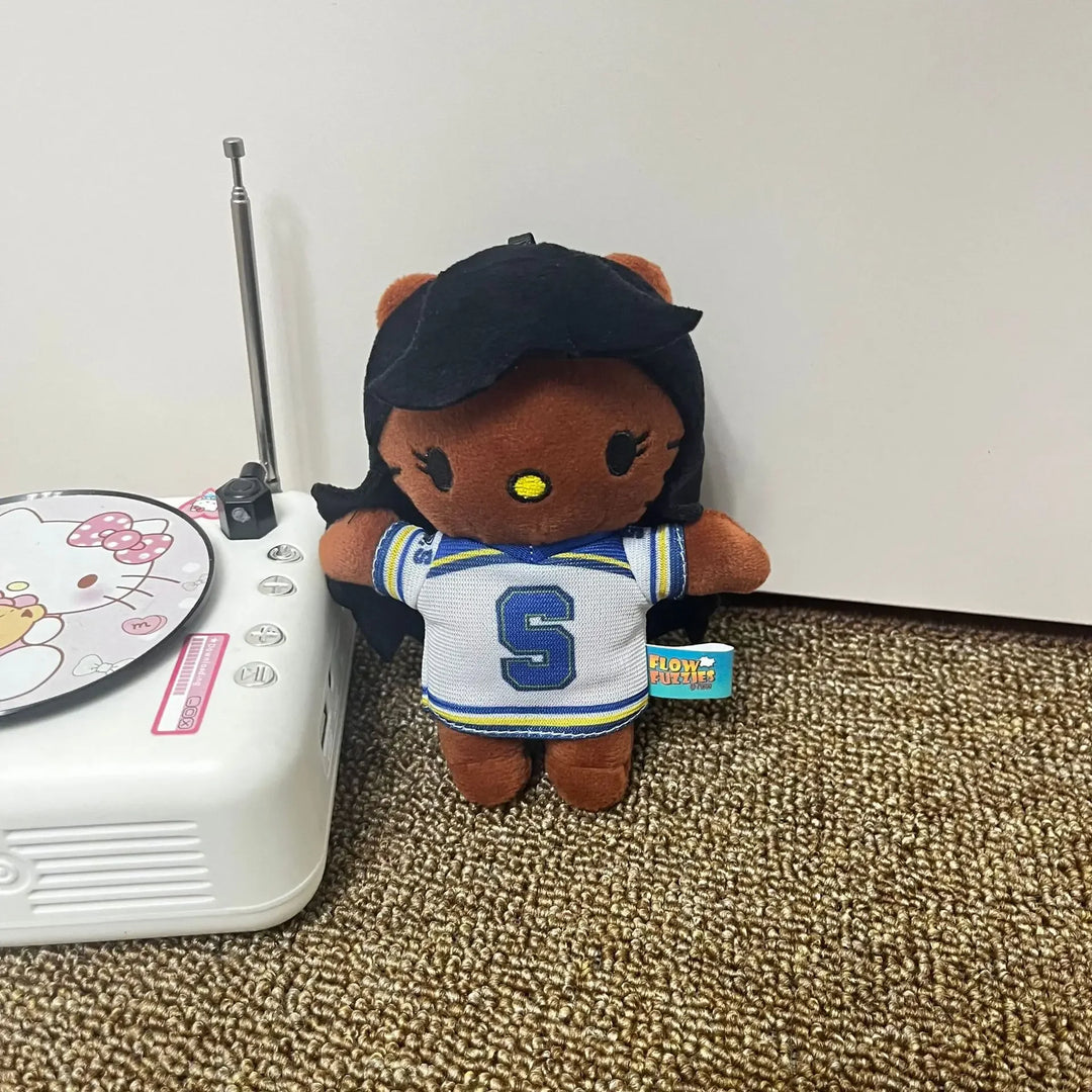 Kawaii Sanrio Hello Kitty Singer Selena Gomez PlushDoll Black  LIL Peep Doll Figure Stuffed Plush  Keychain Cartoon Gift