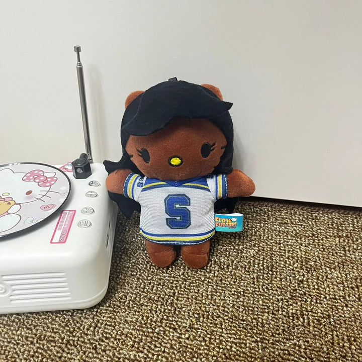 Kawaii Sanrio Hello Kitty Singer Selena Gomez PlushDoll Black  LIL Peep Doll Figure Stuffed Plush  Keychain Cartoon Gift