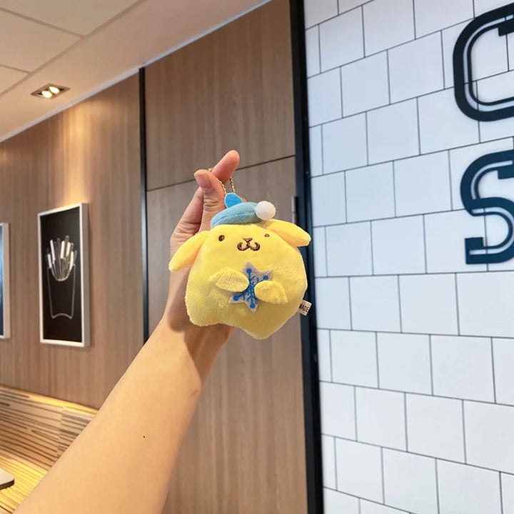 Kawaii Sanrio Pom Pom Purin Plush Toys Backpack Creative Keychain Cartoon Accessories Pendant Stuffed Doll Girl Birthday Gift