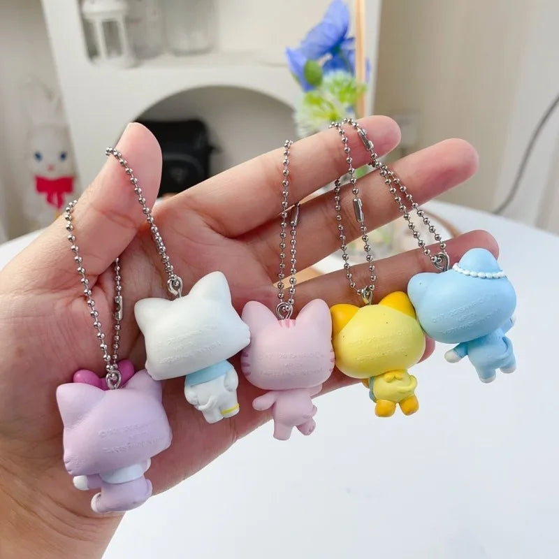 5 Pcs Cartoon Mewkledreamy‌ Pendant Keychain Backpack Cute Cat Pendant Decoration Children Toy Keychain Friends Christmas Gift