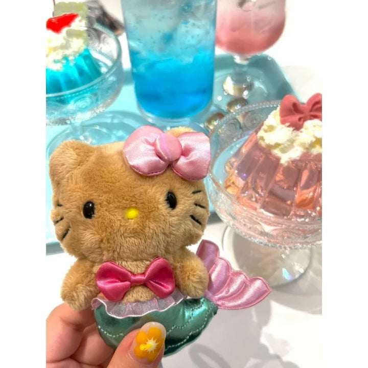 Anime Black Leather Hellokitty Plush Doll Pendant Mermaid Hawaiian Series KT Keychain Gift Plush Doll Storage Bag Pendant  gift