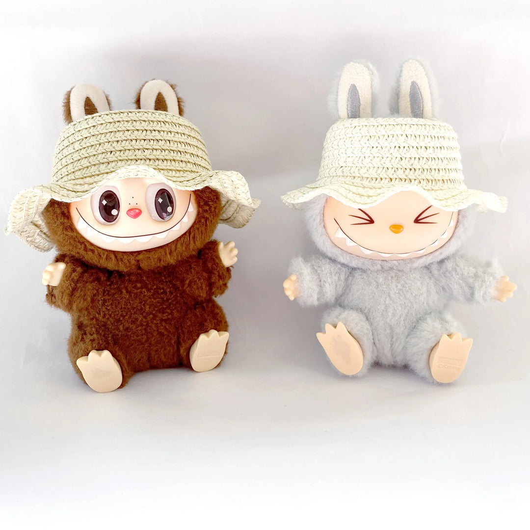 15cm/17cm Rab Doll Hat Headwear Leaky Ears Straw Hat Accessories Lace Wave Sunshade Hat Cute Hat Dressing