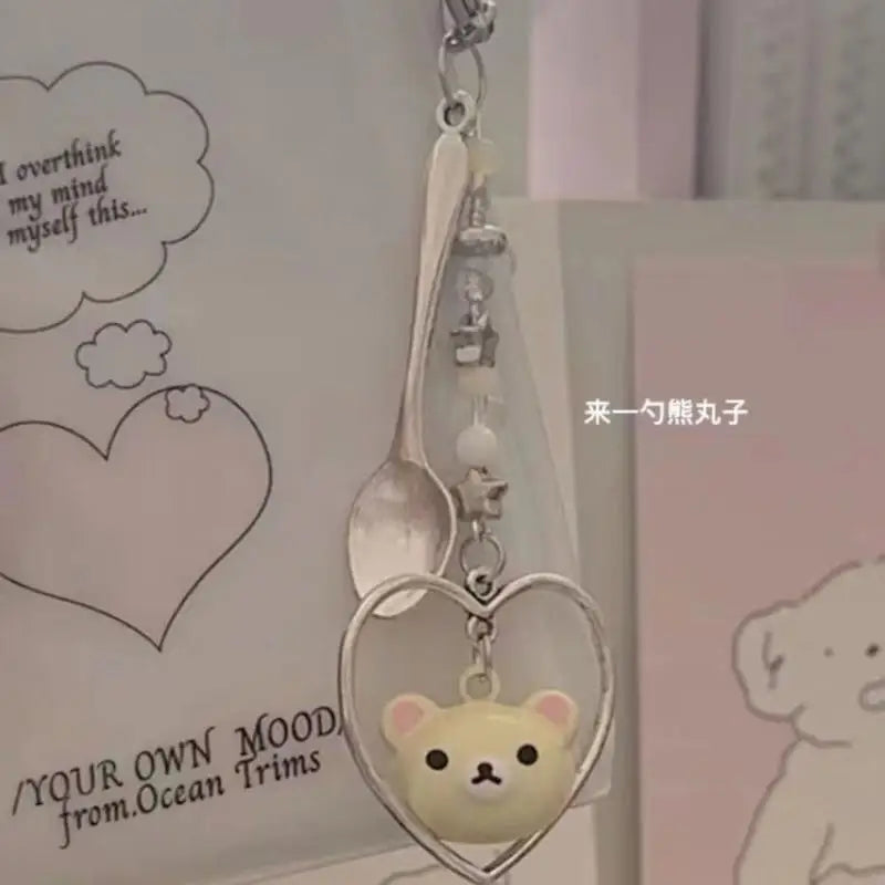 Kawaii Rilakkuma Mobile Phone Chain Cute Cartoon Bead Ccd Camera Pendant Y2K Backpack Decoration Boys and Girls Birthday Gifts
