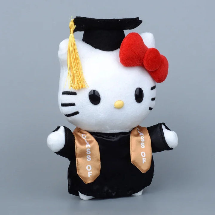 Hot Kawaii Bachelor Gown Graduate Cap Hello Kitty Plush Toy Doll Stuffed Animal Cat Cartoon Room Decor Gifts