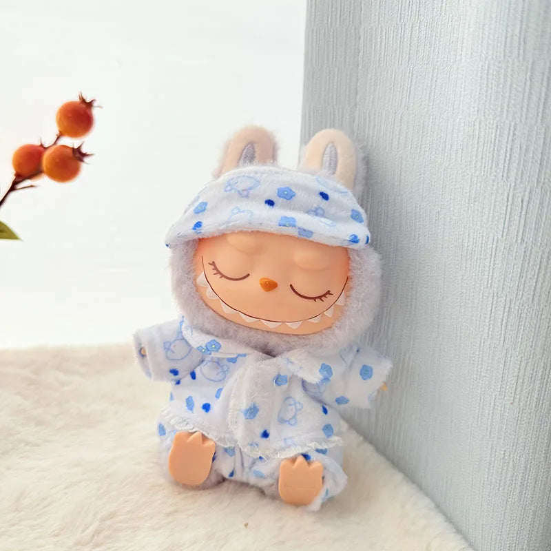 Labubu15cm/17cm Doll Clothing Sitting Party Doll Clothing Eye Mask Sleepwear Three Piece Set Plush Doll Clothing