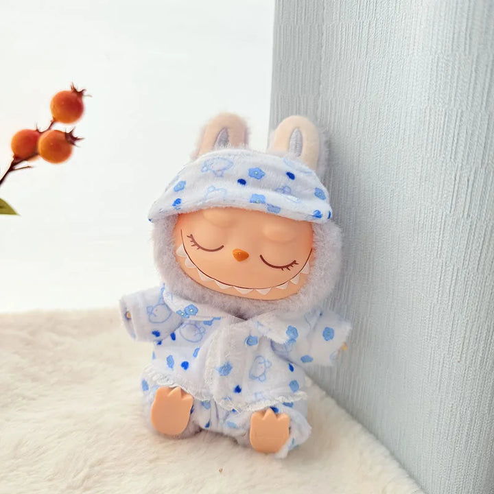 Labubu15cm/17cm Doll Clothing Sitting Party Doll Clothing Eye Mask Sleepwear Three Piece Set Plush Doll Clothing