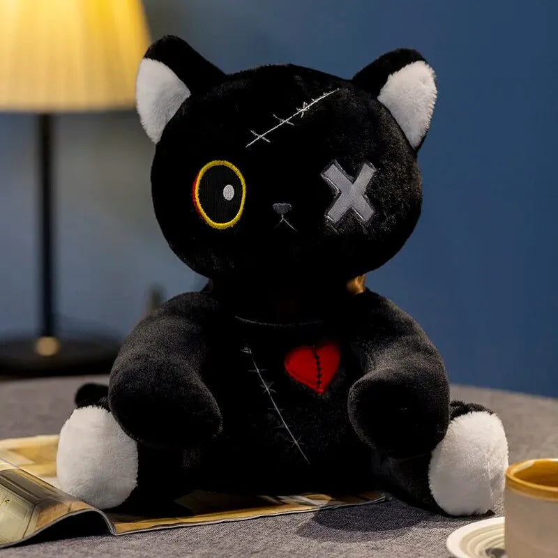 Dark Series Plush Cat Toy Gothic Rock Style Stuffed Animals Reborn Cat Doll Halloween Plush Kids Toy Home Decor Birthday Gift