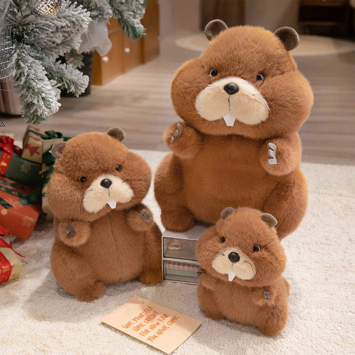 Chubby Kawaii Marmot Plush Toys Fluffy Realistic Groundhog Stuffed Wild Animal Soft Dolls Christmas Birthday Plushie Presents