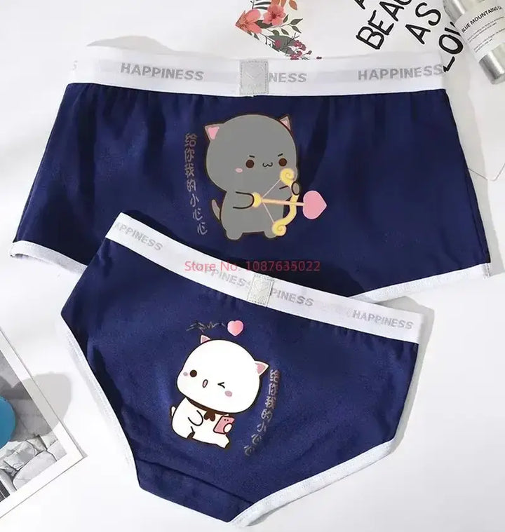 Cute Mitao Cat Underpants Couple Set Made Of Pure Cotton Cartoon Low Waisted Comfort Women Man Short Pants Confession Girl Boy