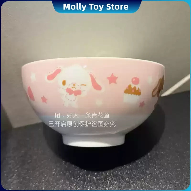 Kawaii Sugarbunnies My Melody Hellokitty Ceramic Ramen Bowl Tableware Salad Bowl Rice Bowl Large Capacity Household Soup Bowl