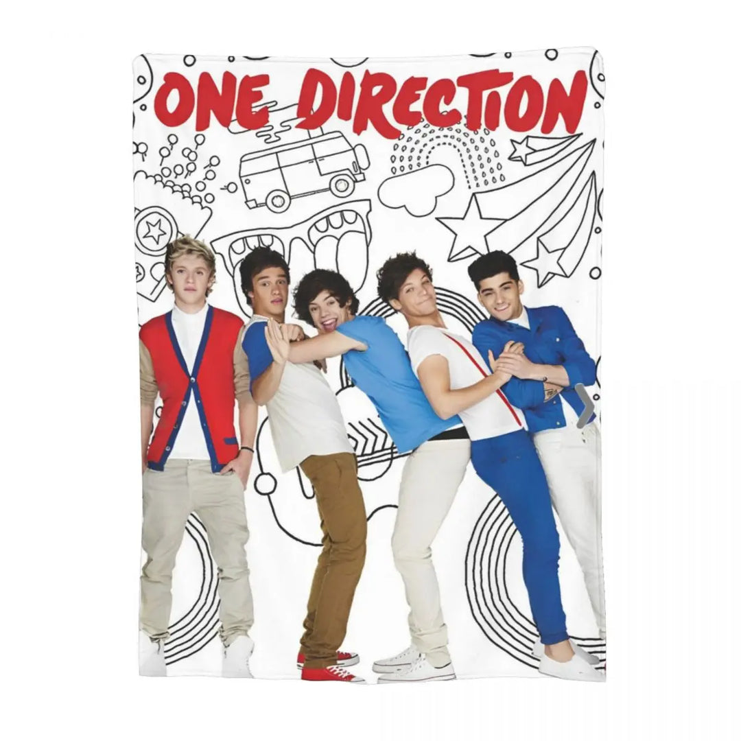 One-Direction Rock 1D Combinatio Blanket Velvet Spring Autumn Breathable Lightweight Throw Blanket for Bed Travel Bedspreads