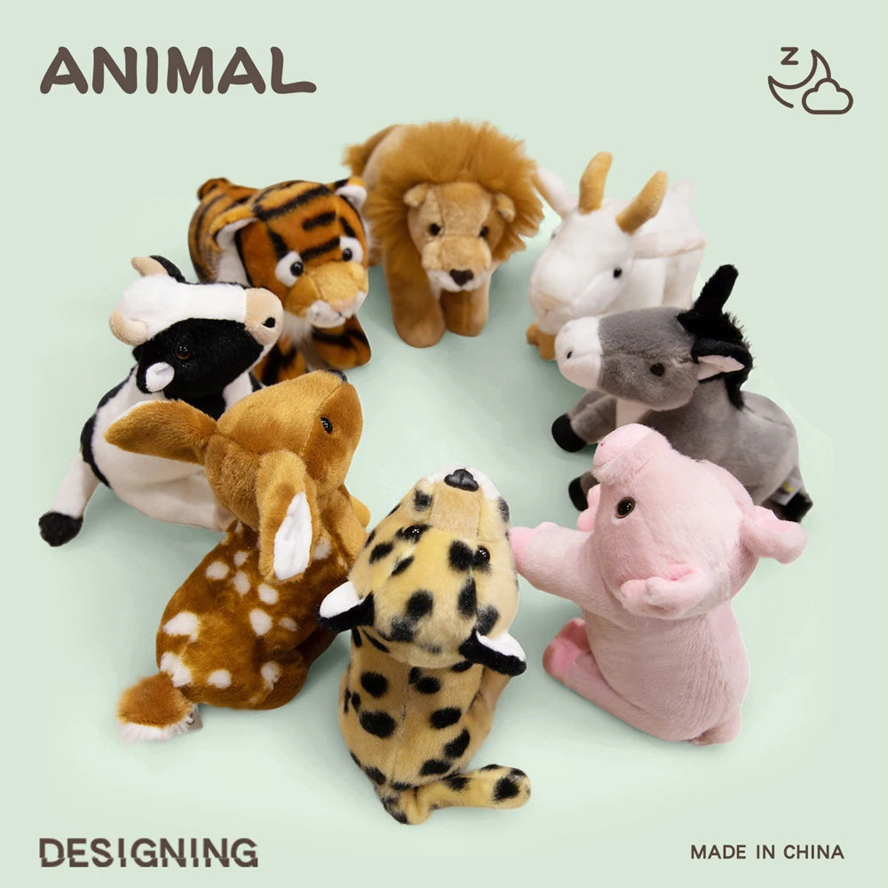 7 Inch Realistic Forest Animal Cheetah Plush Toys Grey Donkey Stuffed Toys Lifelike Sika Deer Soft Plushie Tiger Zoo Souvenir