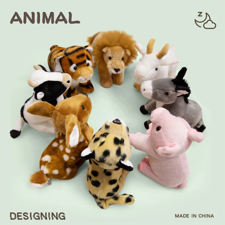 7 Inch Realistic Forest Animal Cheetah Plush Toys Grey Donkey Stuffed Toys Lifelike Sika Deer Soft Plushie Tiger Zoo Souvenir