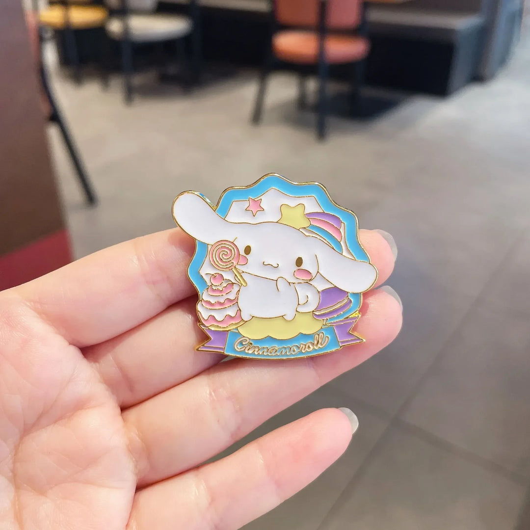 Kawaii Sanrio Hello Kitty Alloy Brooch Cinnamoroll Kuromi My Melody Pochacco Sweet Badge Clothing Bag Accessories