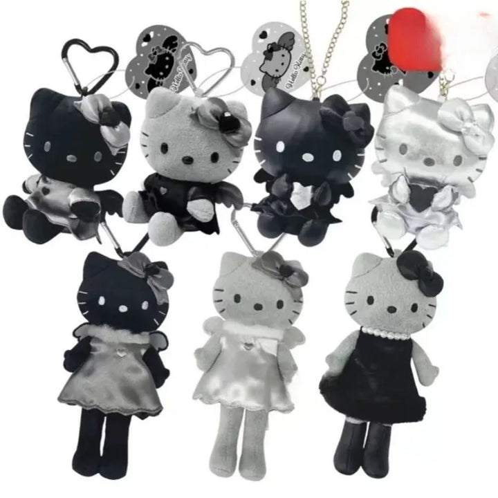 Kawaii 15cm sanrio Angel Series NIC Hello Kitty plush Keychain Long Legs black skin Kitty doll Pendant Heisei y2k Bag charm gift