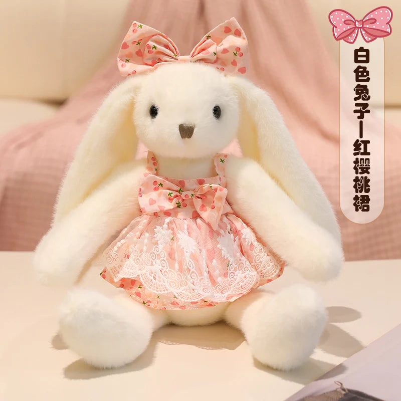 Garden Rabbit Plush Toys In Floral Dresses Princess Bunny Wearing Bows Kawaii Birthday Presents Christmas Gifts For Girl Friend