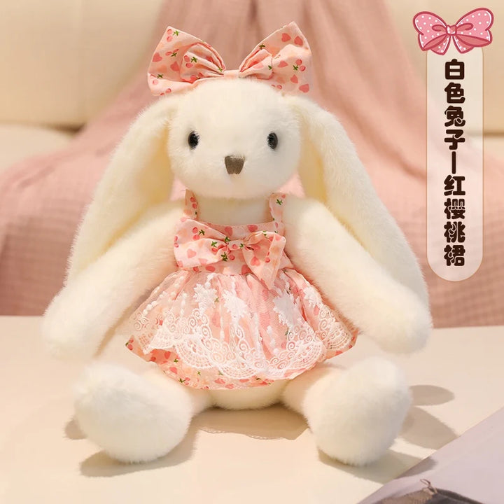 Garden Rabbit Plush Toys In Floral Dresses Princess Bunny Wearing Bows Kawaii Birthday Presents Christmas Gifts For Girl Friend