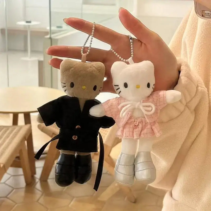 Kawaii Sanrio Black Skin Hello Kitty Plush Toys Keychain Backpack Pendant Keychain Decoration Couple Birthday Gift Peripherals