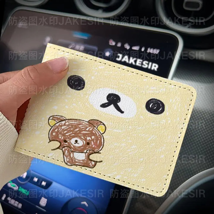 Kawaii Rilakkuma Driver'S License Protective Leather Cover Cartoon Cute Id Card Sleeve Anti Loss Wear-Resistant Girls Gifts