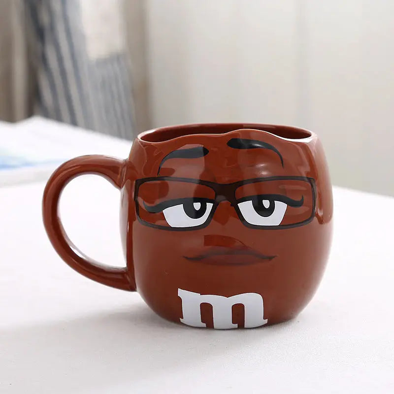 New Hot Chocolate M Beans Ceramics 680ml Mark Water Cup High-Capacity Family Set Table Supplies Funny Facial Expression Cup Gift