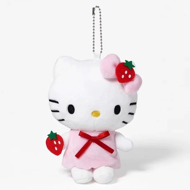 Kawaii Sanrio Hello Kitty Playing Football Plush Toys Panda Dress Up Keychain Decoration Backpack Pendant Girls  Birthday Gifts