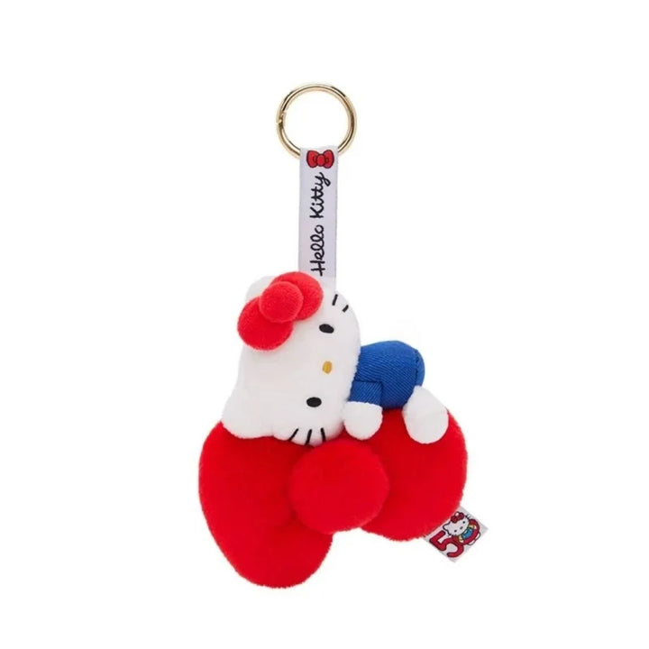 Kawaii Sanrio 50th Anniversary Plush Keychain Red Bow Cartoon Hello Kitty Pendant Keyring bowknot Backpack Decoration girl Gift