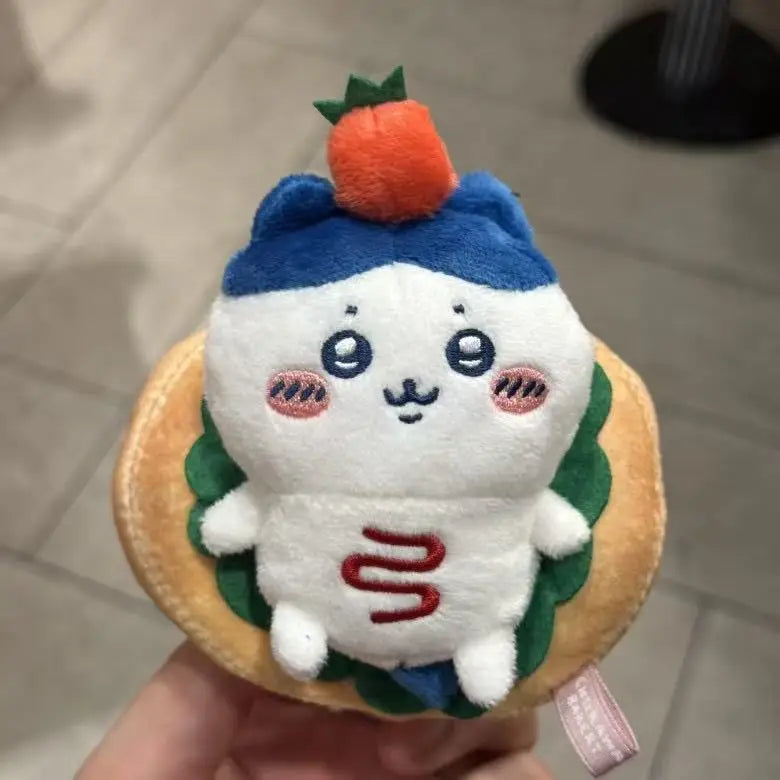 MINSO Cute chef Plush Doll Keychains Anime Cartoon Hachiware Dessert Bread sandwich Self-deprecating Bear USAGI Bag Accessories