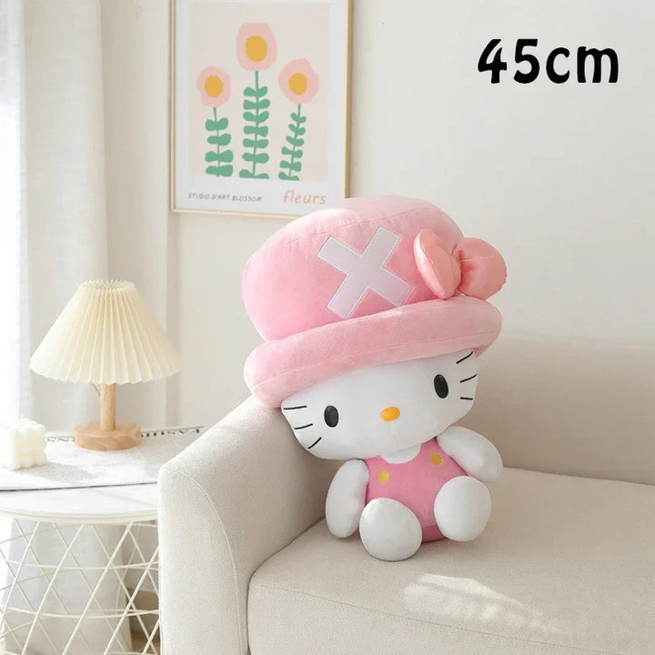 40/45cm Sanrio Helllo Kitty Plush Toys Cosplay Chopper Kawaii Cartoon Cat Pillow Soft Dolls Stuffed Plushes Gift for Children