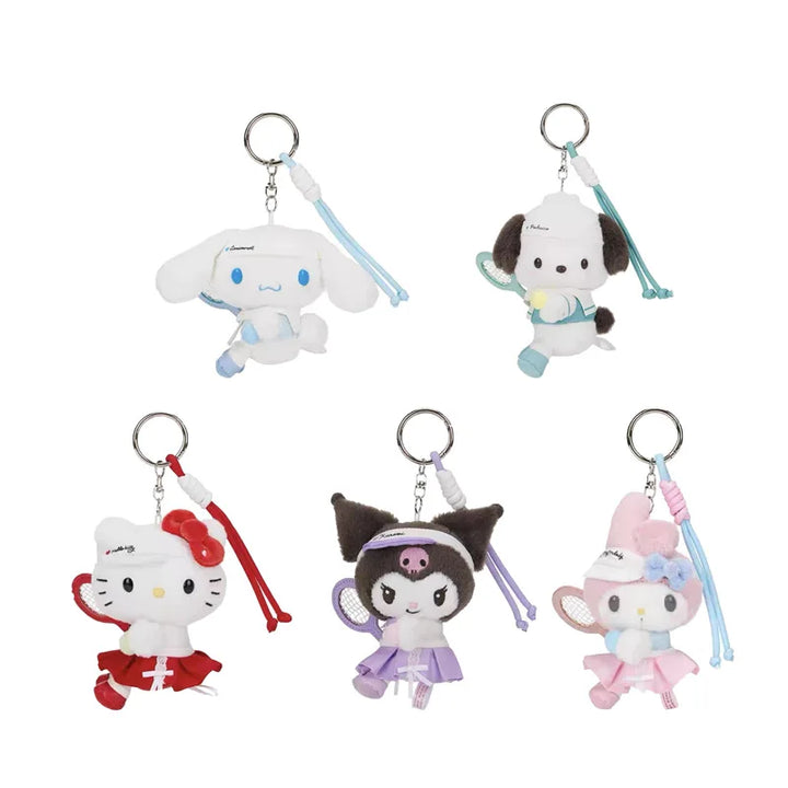 Kawaii Sanrio Hello Kitty Cinnamoroll Cartoon Plush Toys Tennis Backpack Keychain My Melody Soft Stuffed Doll Girl Birthday Gift
