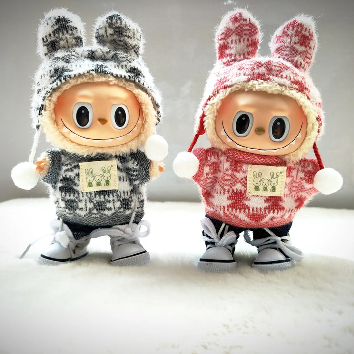 15cm/17cm Plush Doll Pullcloth Clothing Lila Rabbit Jacquard Shirt Set First And Second Generation DIY Gifts