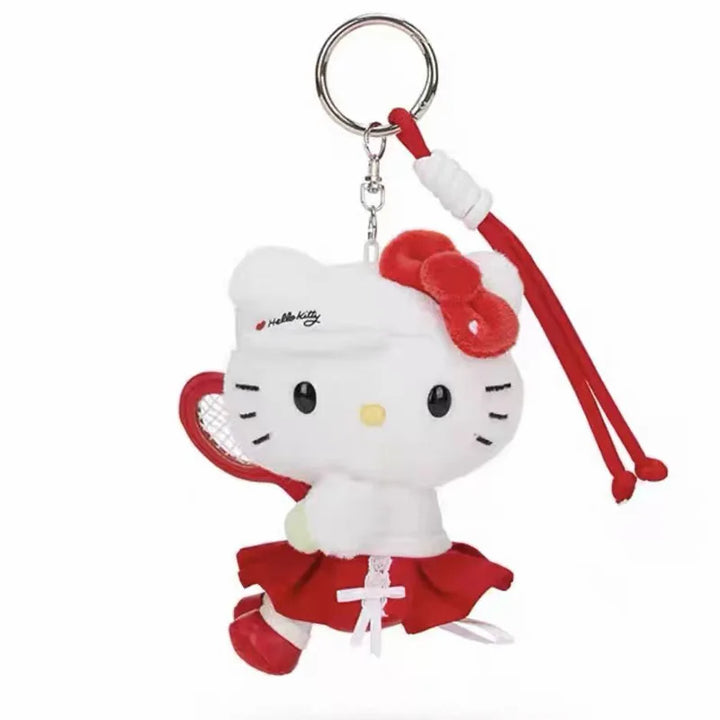 Kawaii Sanrio Hello Kitty Cinnamoroll Cartoon Plush Toys Tennis Backpack Keychain My Melody Soft Stuffed Doll Girl Birthday Gift