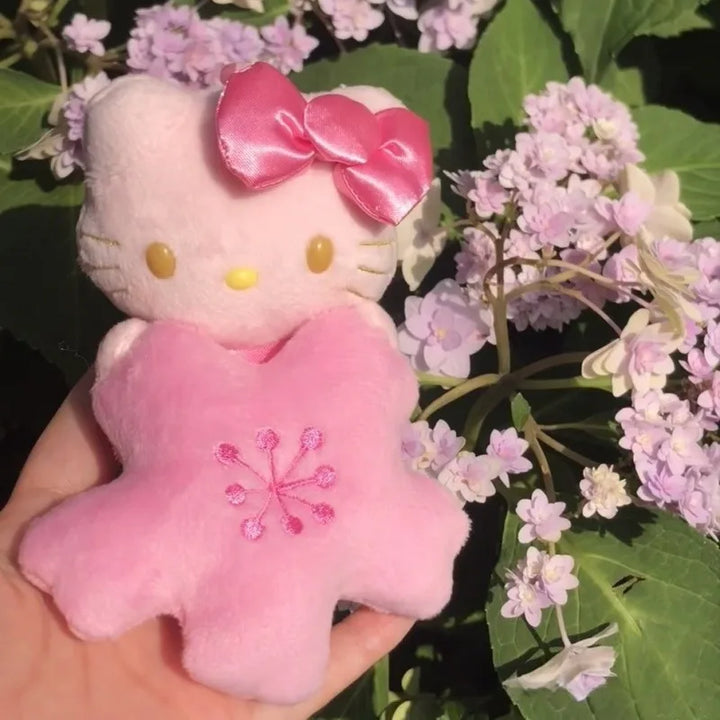 Sanrios Black Skin Cherry Blossom Series Plush Doll Pendant  Sakura Hello Kitty Plush Toys Kawaii Keychain Backpack Pendant gift