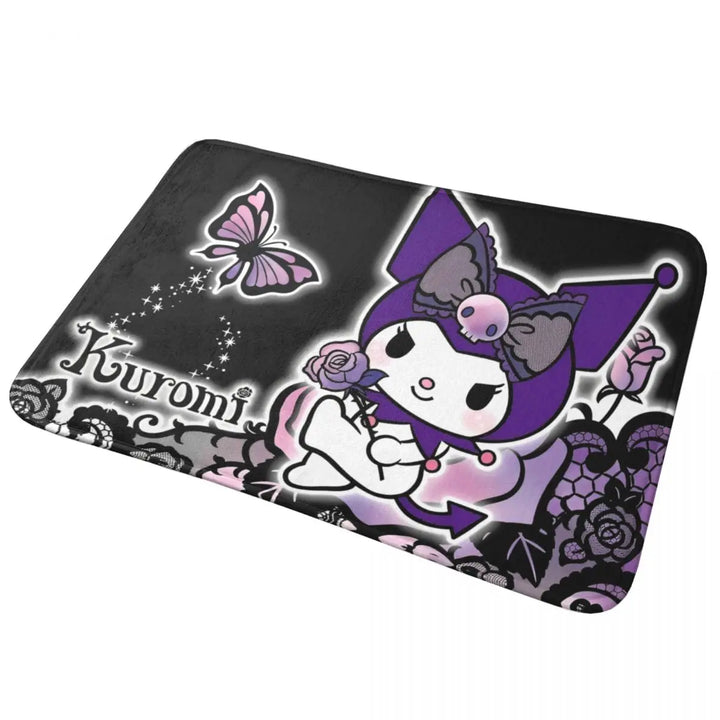 Cartoon Kuromi Bathroom Rugs Mat Quick Dry Bath Rugs Mats Carpet Non-Slip for Shower Tub
