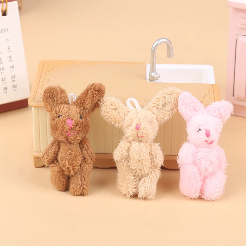 5.5CM Cute Rabbit Plush Toy Cartoon Bunny Pendant Soft Stuffed Doll Keychain Backpack Bag Key Ring Decor Dollhouse Decor Doll