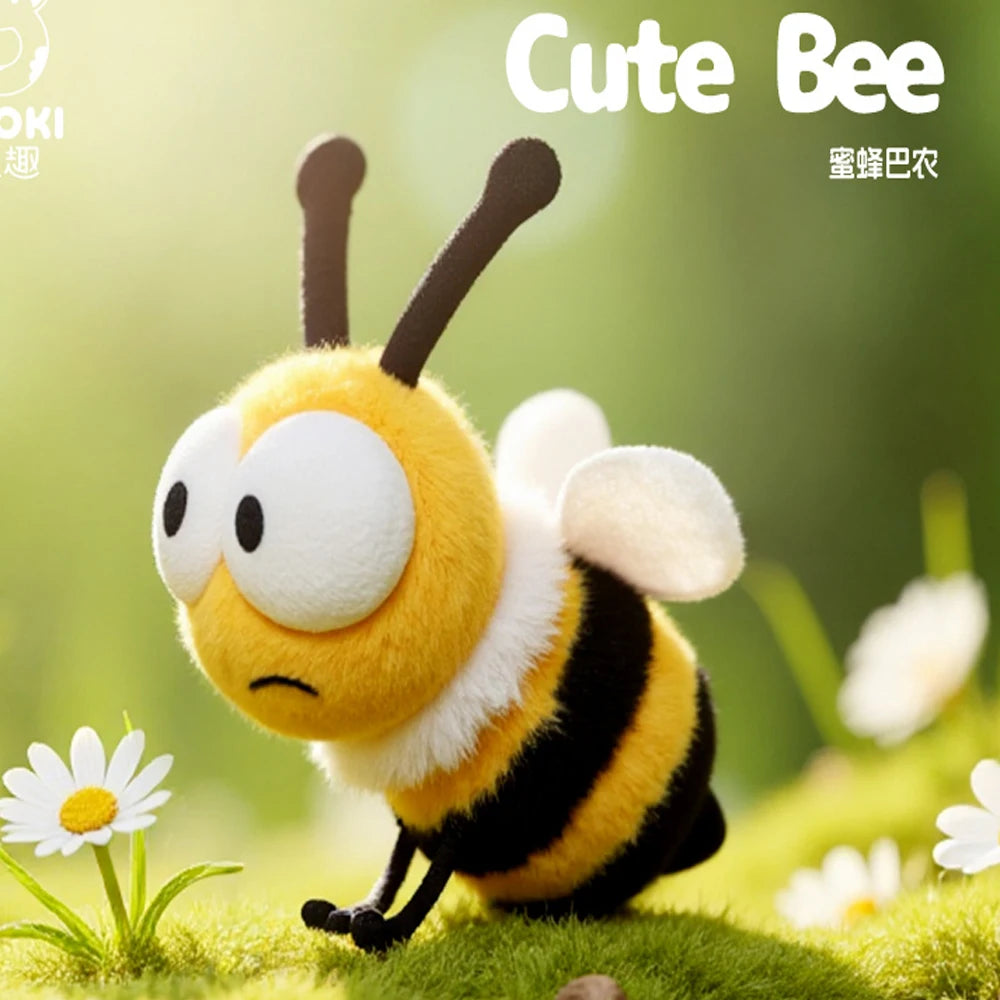 Cartoon Simulation Yellow Bee Stuffed Animal With 3D Big Eyes Busy Working Honey Bee Plush Toys Insects Fun Birthday Gifts