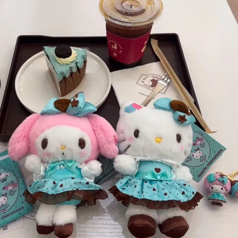 Sanrio My Melody Hello Kitty Plush Toys mint chocolate series kuromi Keychain Bag Pendant Soft Stuffed Doll Accessories Gift