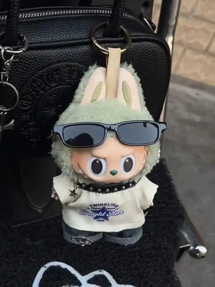 Clothes for 17cm Labubu Hip-Hop Streetwear 1-3 Gen Fit American Trendy Doll Outfits Stylish Clothes for Fashion Plush Toys