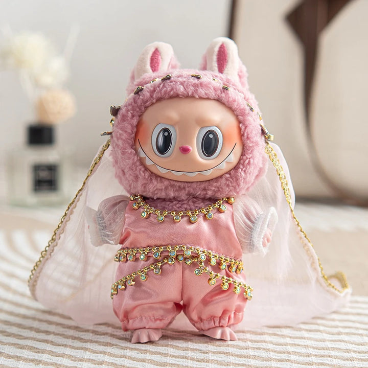 1st 2nd 3rd Gen Labubu Outfit Colorful Themed Animal Outfits Set: Western Pink Dress Brown Christmas Reindeer Pink Crab Fuchsia