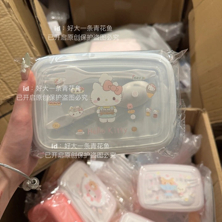 Genuine Sanrio My Melody Lunch Box Cartoon Cute Crisper Lunch Box Portable Fruit Box Student Lunch Box Girls Gifts