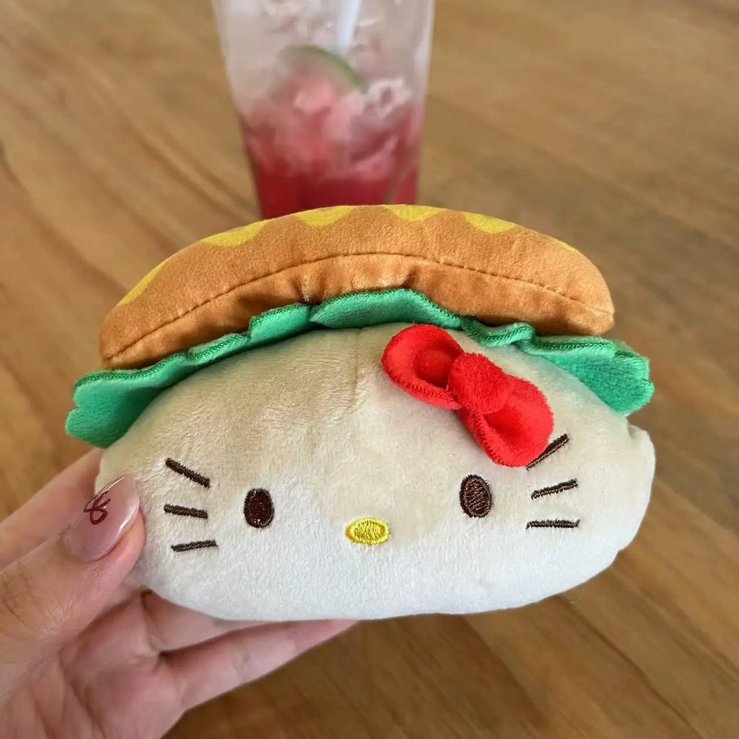 Kawaii Sanrio Hello Kitty Cute Cartoon Plush Toys Backpack Pendant Hot Dog Toast Keychain Boys Girls Decorative Birthday Gift