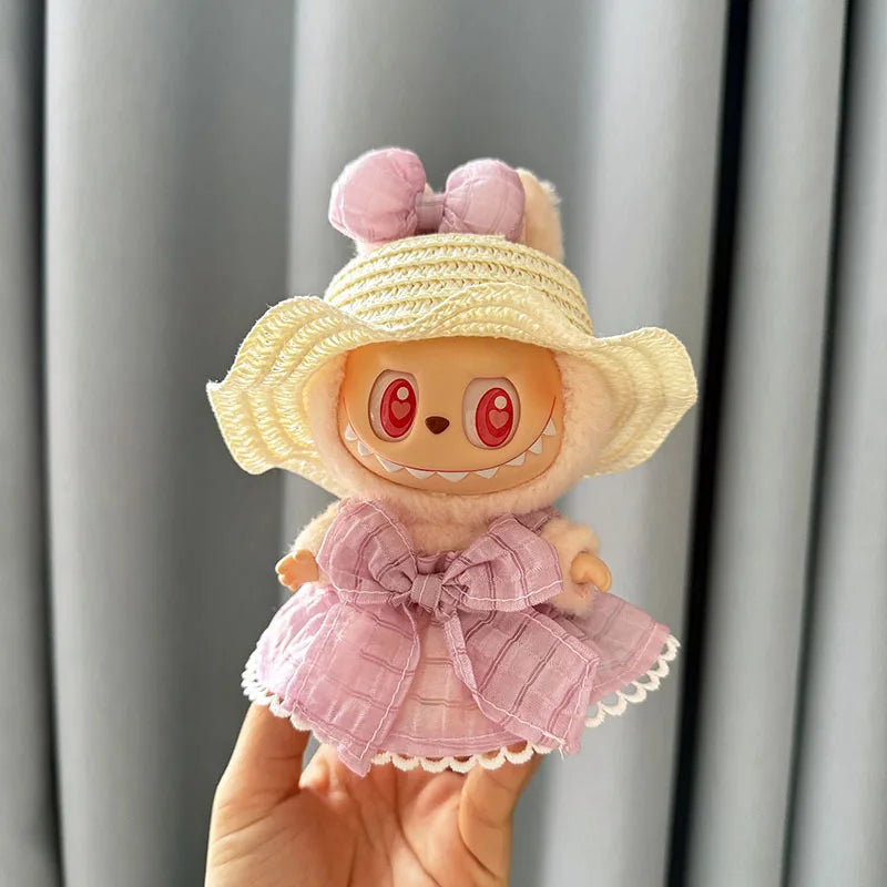 17cm Labubu Idol Dolls Plush Doll'S Strawberry Skirt Cute Clothing Hoodie No Doll Outfit Accessories Korea Kpop Exo Girls Gift