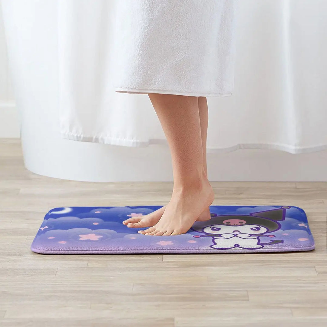 Cartoon Kuromi Bathroom Rugs Mat Quick Dry Bath Rugs Mats Carpet Non-Slip for Shower Tub