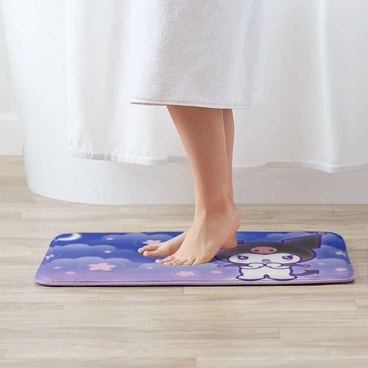 Cartoon Kuromi Bathroom Rugs Mat Quick Dry Bath Rugs Mats Carpet Non-Slip for Shower Tub
