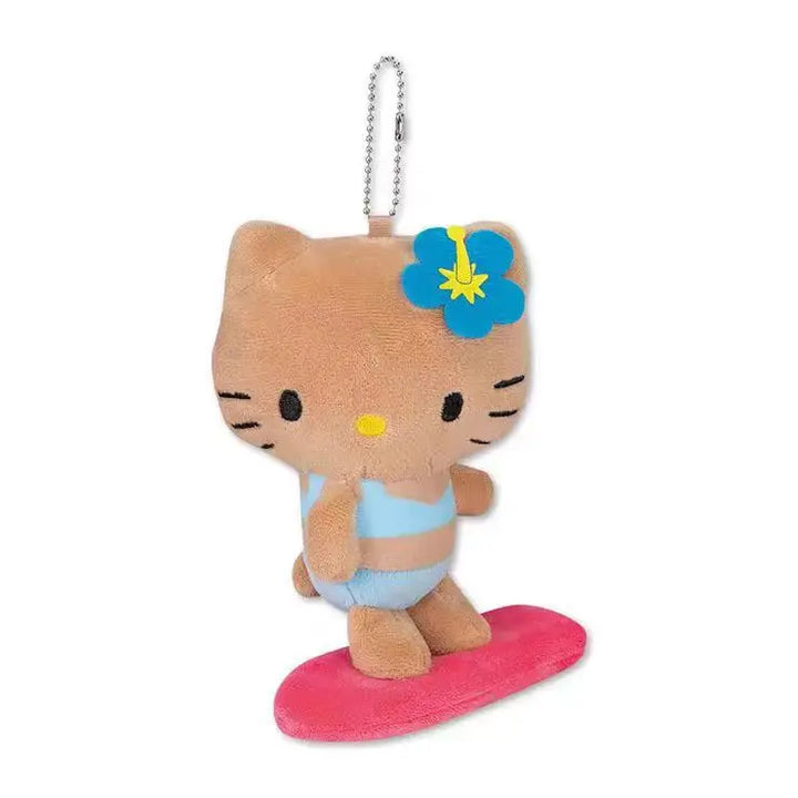 Kawaii Sanrio Hello Kitty Cartoon Creative Kt Mermaid Surfboard Plush Toys Backpack Pendant Accessories Keychain Birthday Gifts